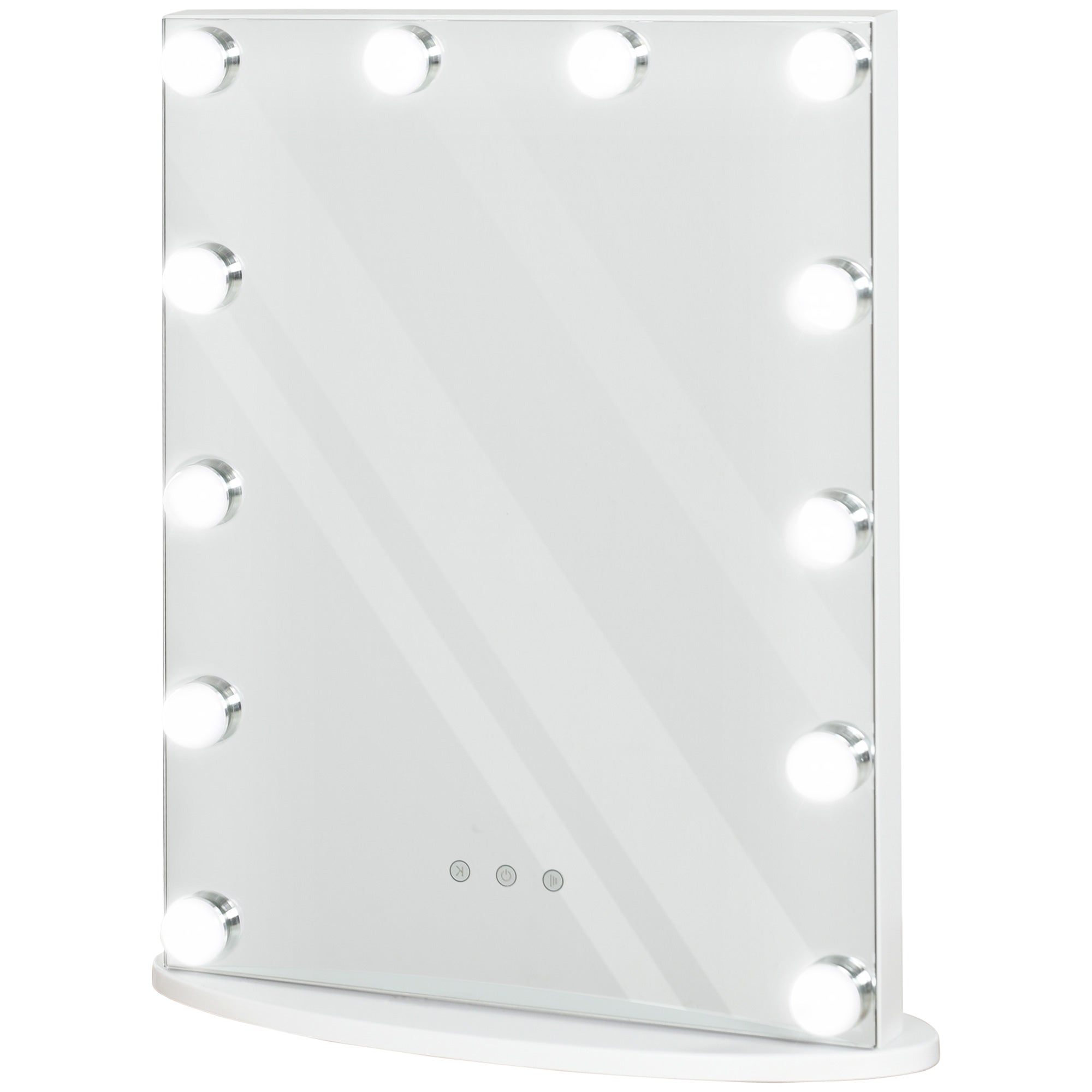 Lustro do makijażu w stylu Hollywood, dotykowe, z 12 regulowanymi diodami LED, 41,5 x 13,5 x 51 cm, białe