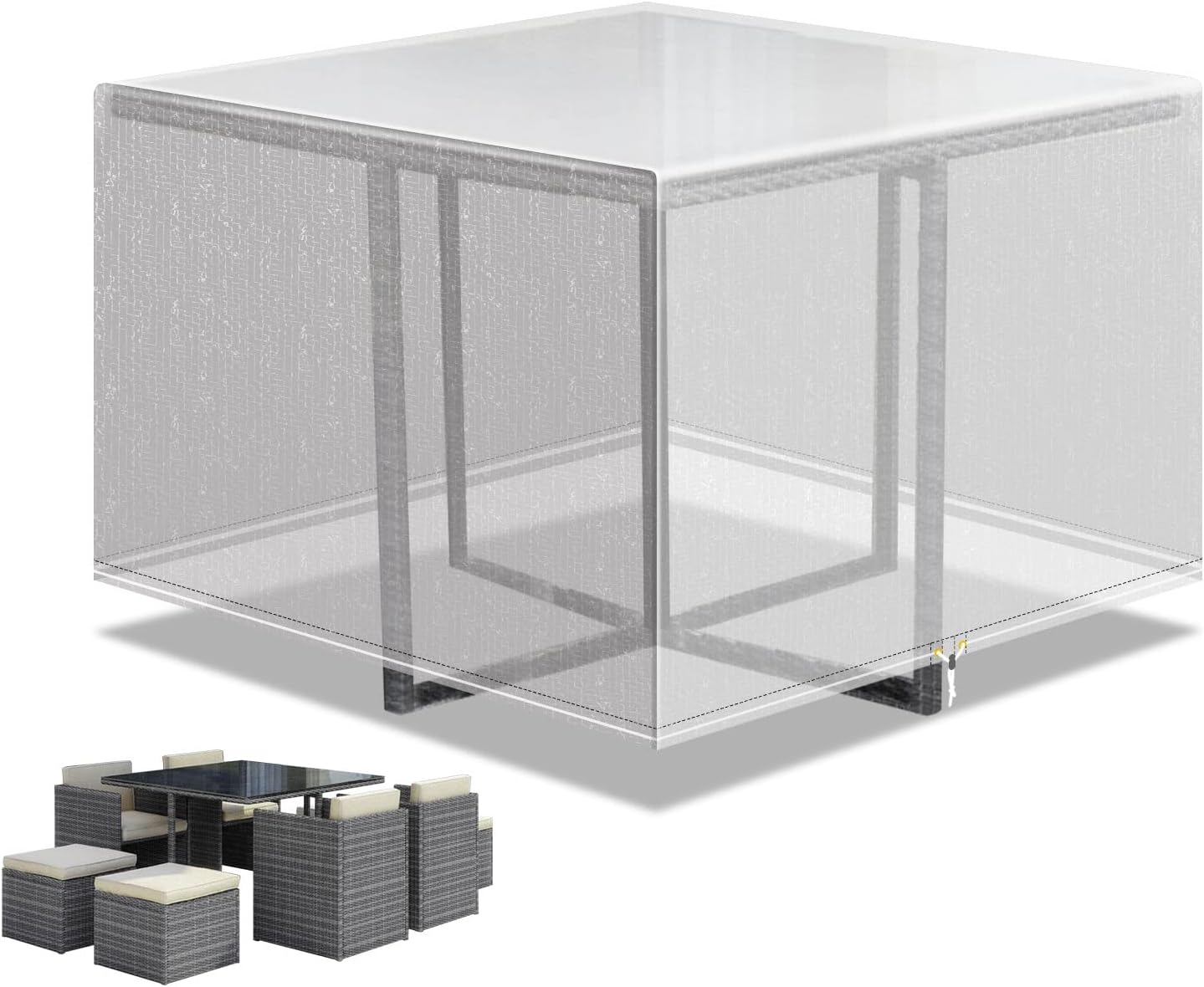 Pokrowiec na meble ogrodowe, Wodoodporny pokrowiec na meble ogrodowe typu Patio cube, 125x125x71cm transparentny