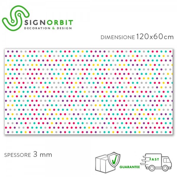 KOLOROWE GROSZKI - Elastyczna listwa przyścienna z PVC do kuchni - Rozmiar 120x60 cm, grubość 3 mm