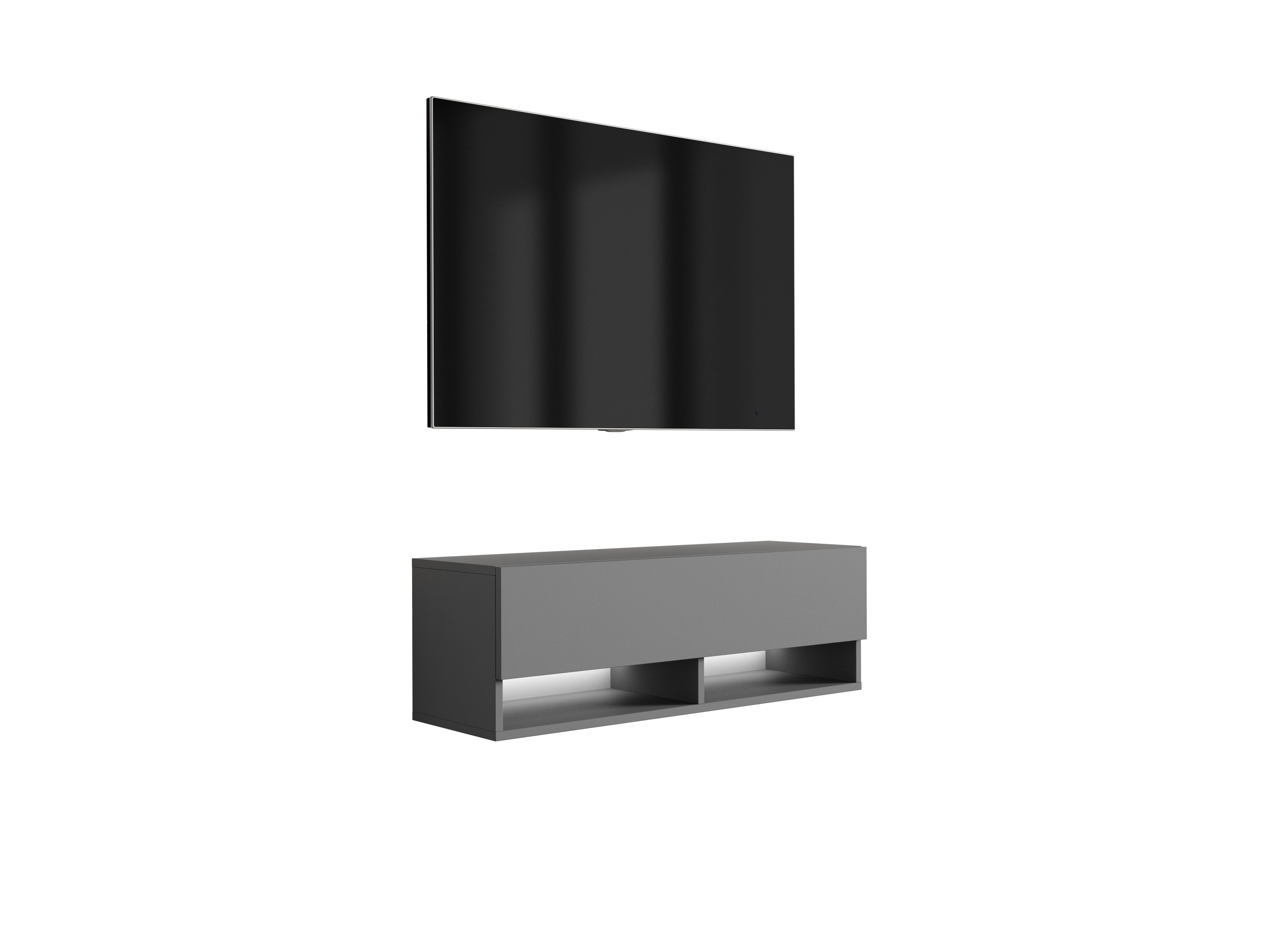 Szafka pod telewizor 100 cm Antracyt, LED biały, 100 × 32 × 34 cm