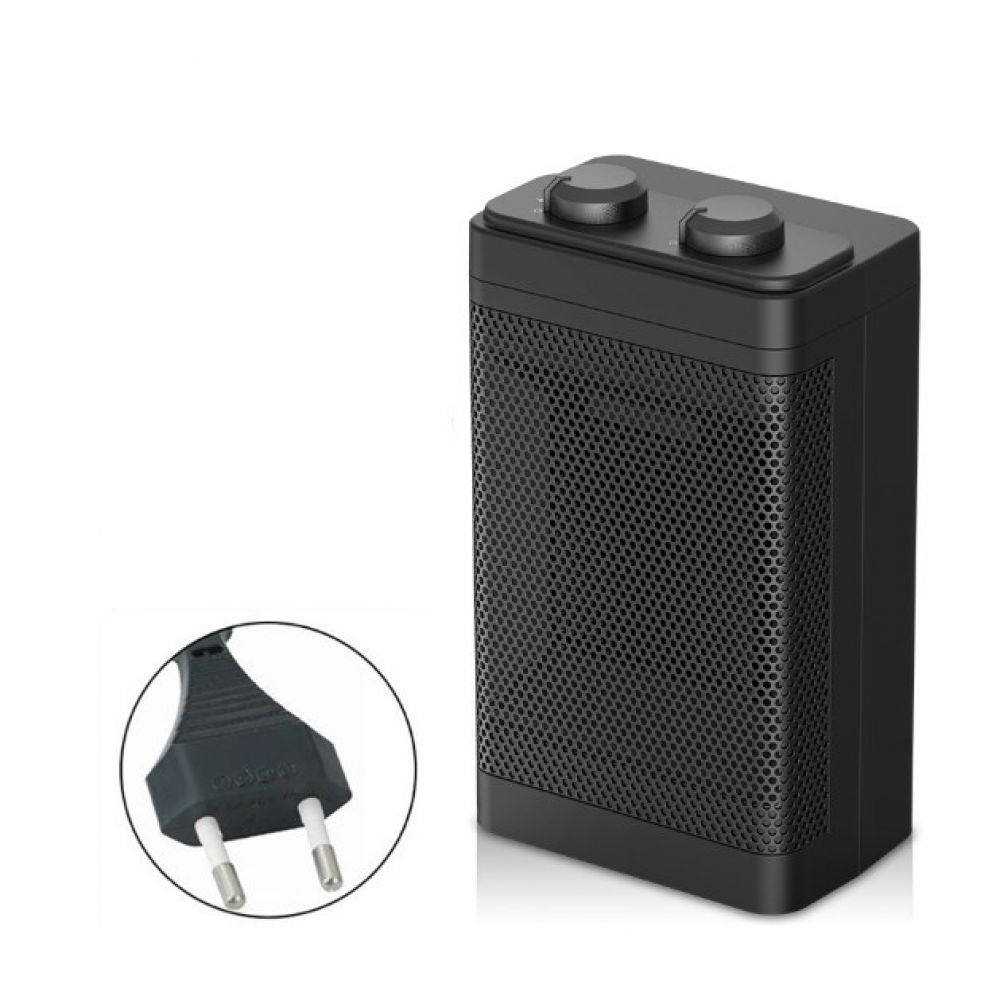 Grzejnik ceramiczny PTC, elektryczny grzejnik ceramiczny z regulowanym termostatem i dwoma ustawieniami grzania, 1500W oscylujący o 70°