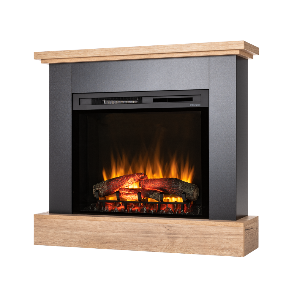 Kominek elektryczny 28" XHD 1400W z funkcją grzania LED czarny jasny dąb Warmtec Jukon