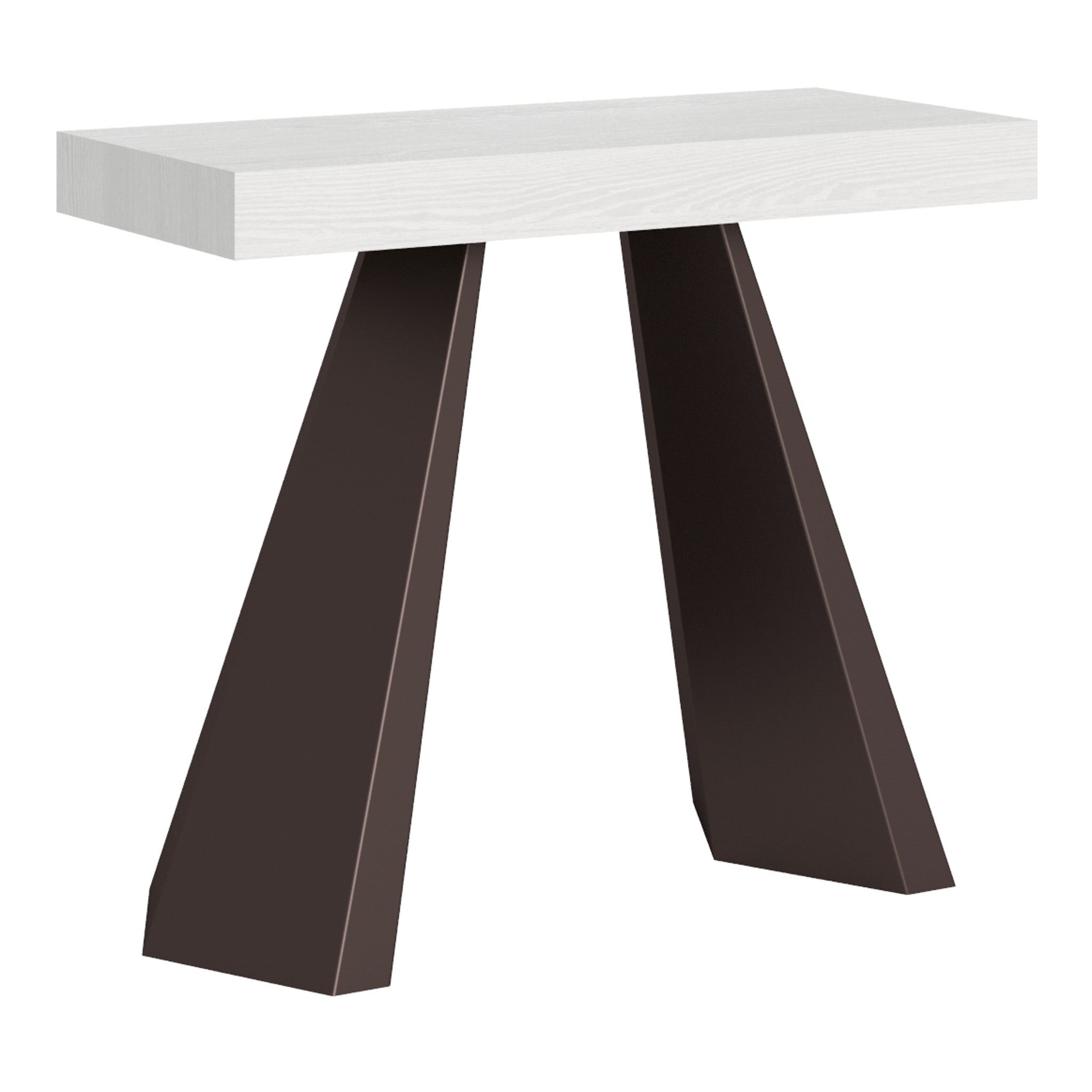 Mesa consola Diamond Premium en fresno blanco con estructura Bear Frame, extensible hasta 300 cm.