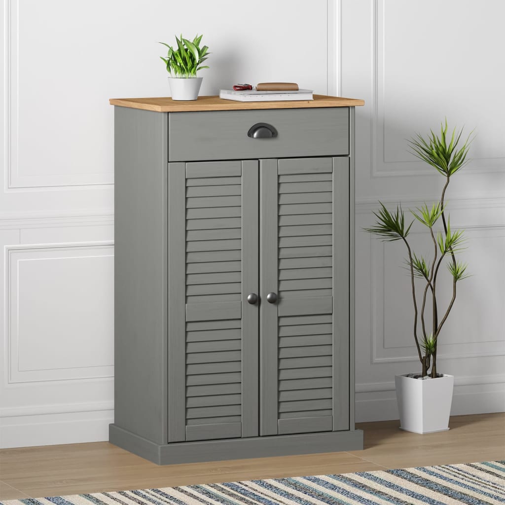 Szafka na buty VIGO, szara, 60x35x96 cm, lite drewno sosnowe vidaXL