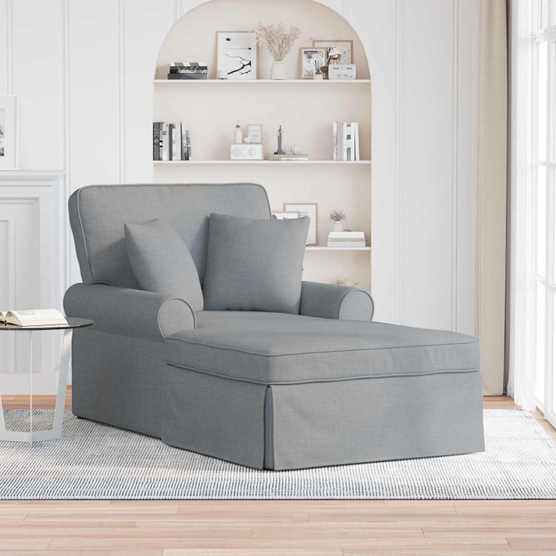 Chaise Lounge z Fartuszkiem z poduszką 3 pcs Jasnoszary tkanina vidaXL