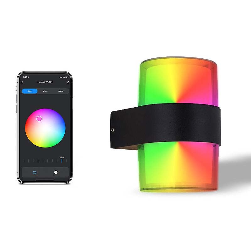 1 szt. zewnętrzna lampa wodoodporna WiFi Smart LED Tuya z zdalnym sterowaniem RGB + ciepłe światło do dekoracji nowoczesnych w sypialni i salonie