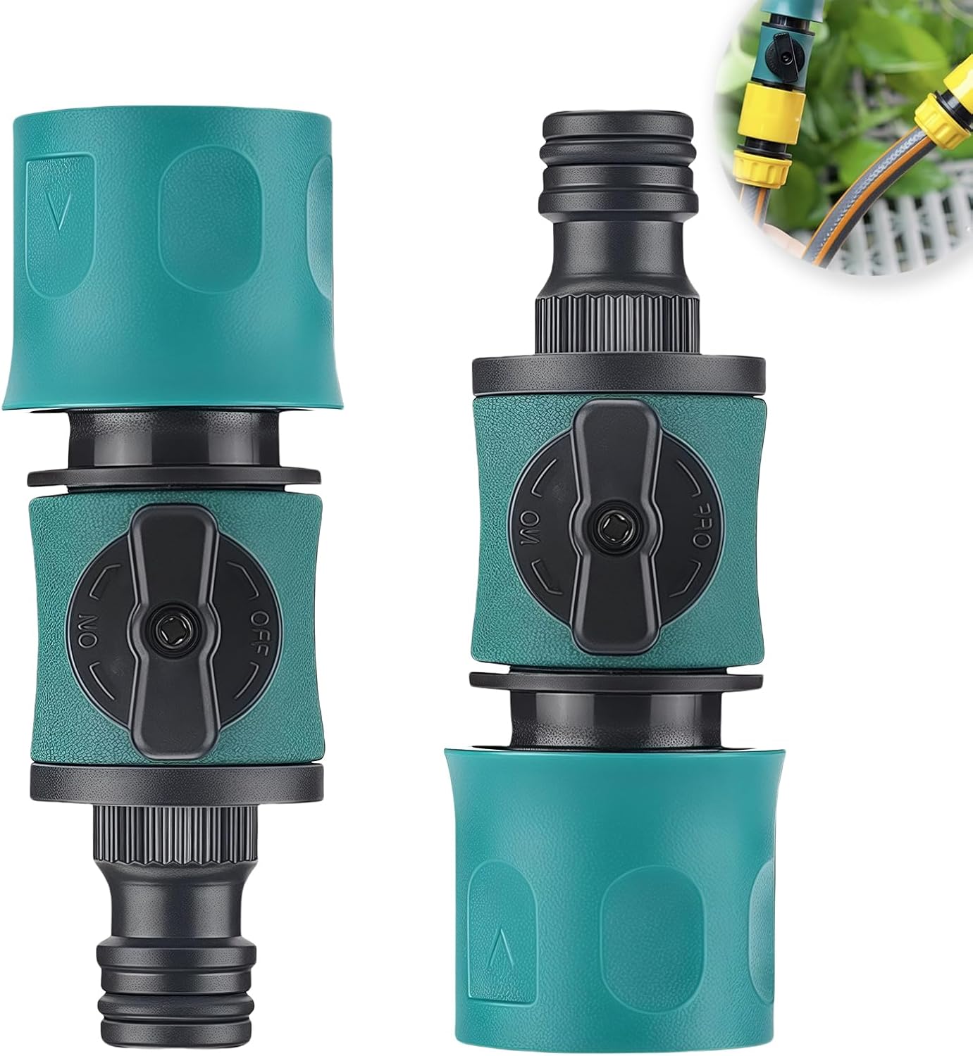 Zestaw 2 złączek do węża ogrodowego, uniwersalny adapter do kranu, kompatybilny z wężami 1/2", 3/8", 1/4", 3/4"