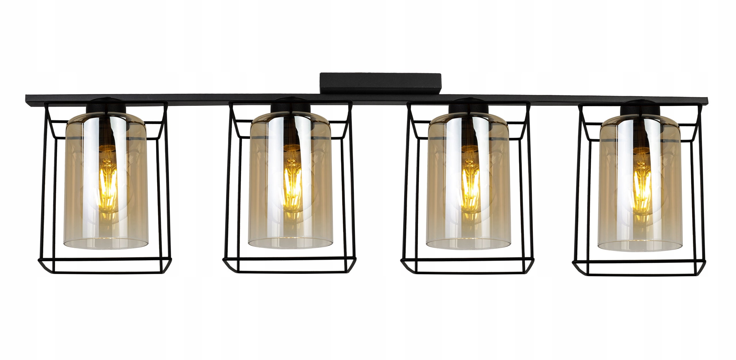 Lampa sufitowa wisząca Light Home LH Hella Cage 4x E27 60W szkło miodowy