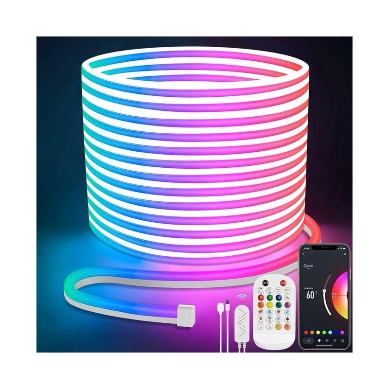 Taśma LED RGB Multikolorowa Sterowanie Aplikacją Neonowa Taśma LED Elastyczna Wodoodporna z Możliwością Przycięcia Synchronizacja Muzyki energetyczna