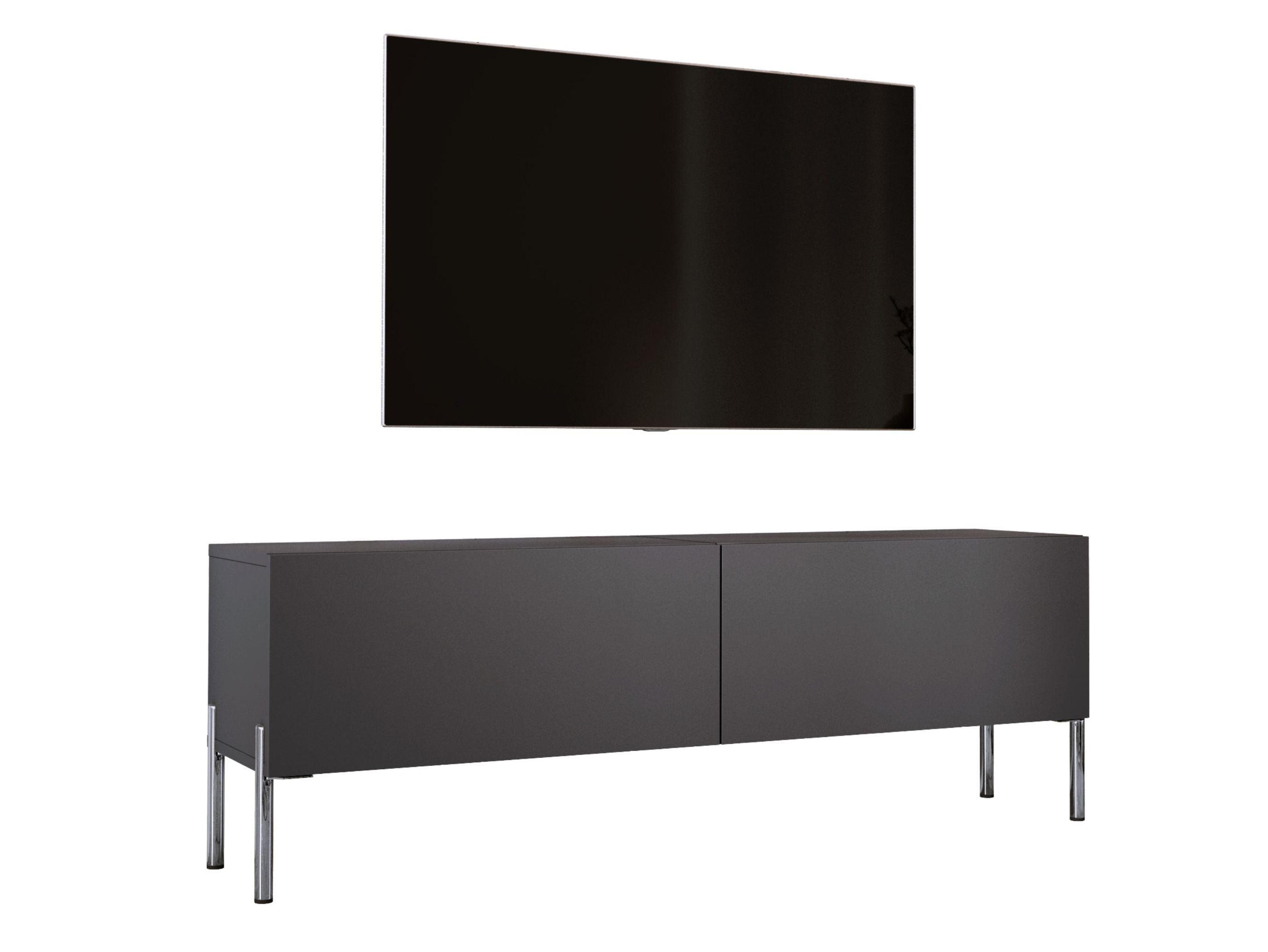 Szafka RTV: Antracyt, Chromowane nogi, 140 x 52 x 32 cm