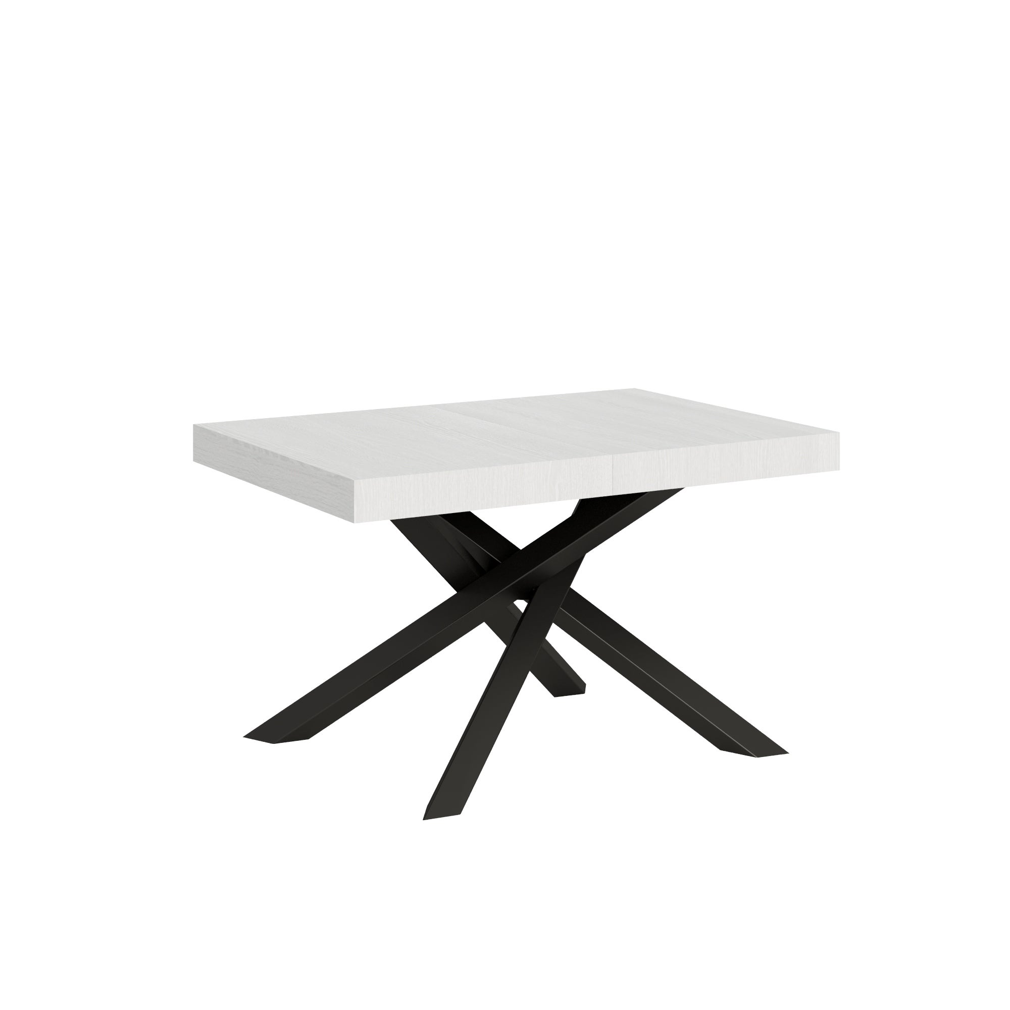 Mesa Volantis 90x120/224 cm estilo industrial, estructura robusta color antracita, fresno blanco.