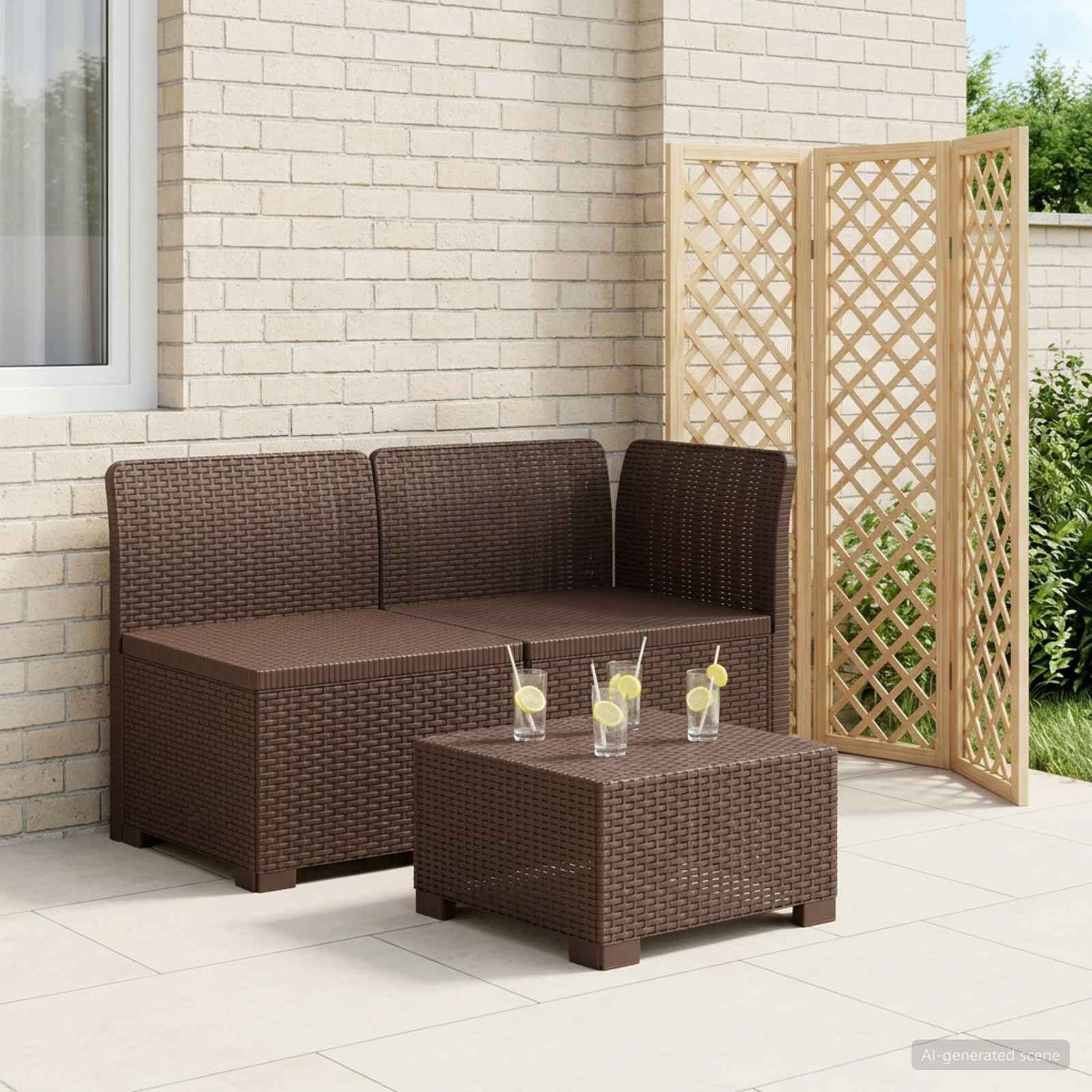 Sofa Ogrodowa 2-osobowa w Wyglądzie Rattanowym PP brązowy vidaXL
