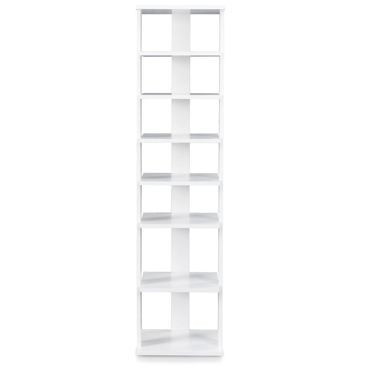Półka na buty, 7-poziomowy drewniany stojak na buty 26,5 x 27,5 x 110 cm, biały