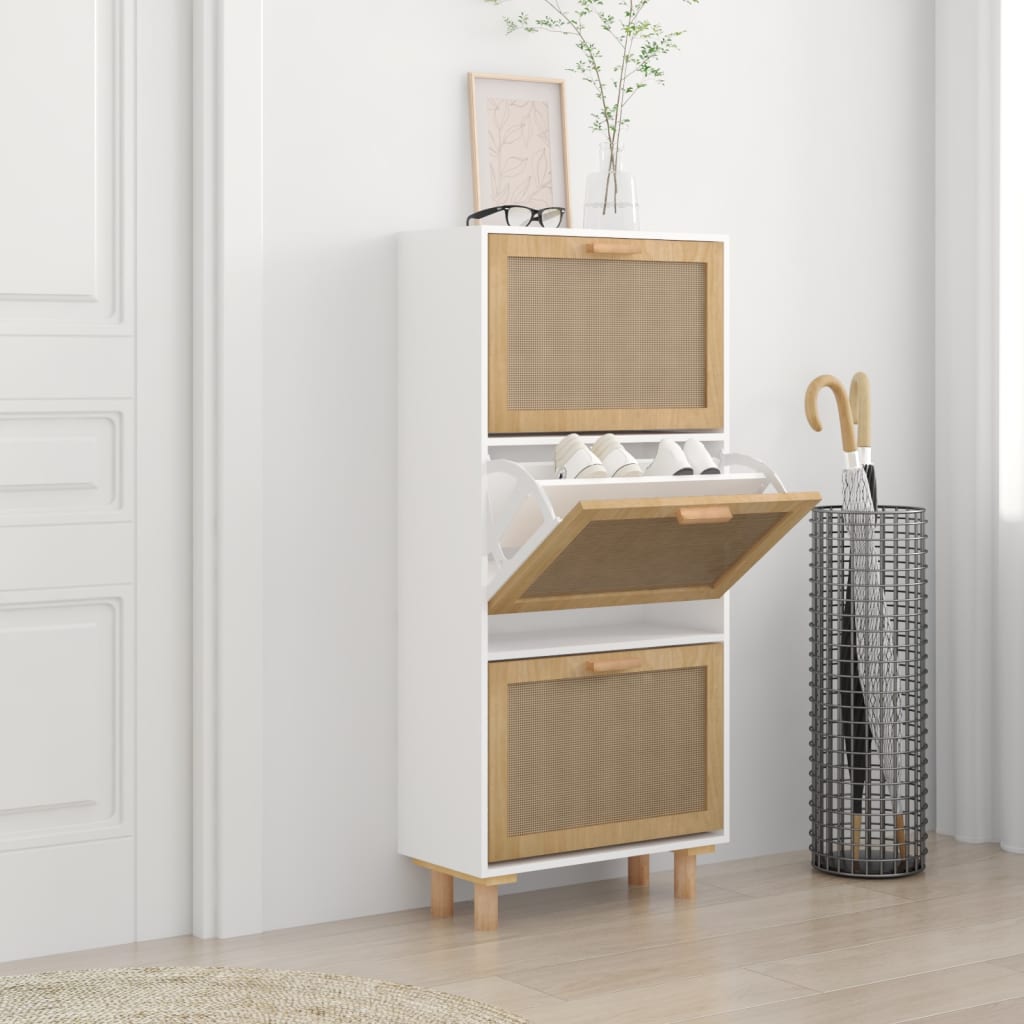 vidaXL Szafka na buty, biała, 52x25x115 cm, materiał drewnopochodny