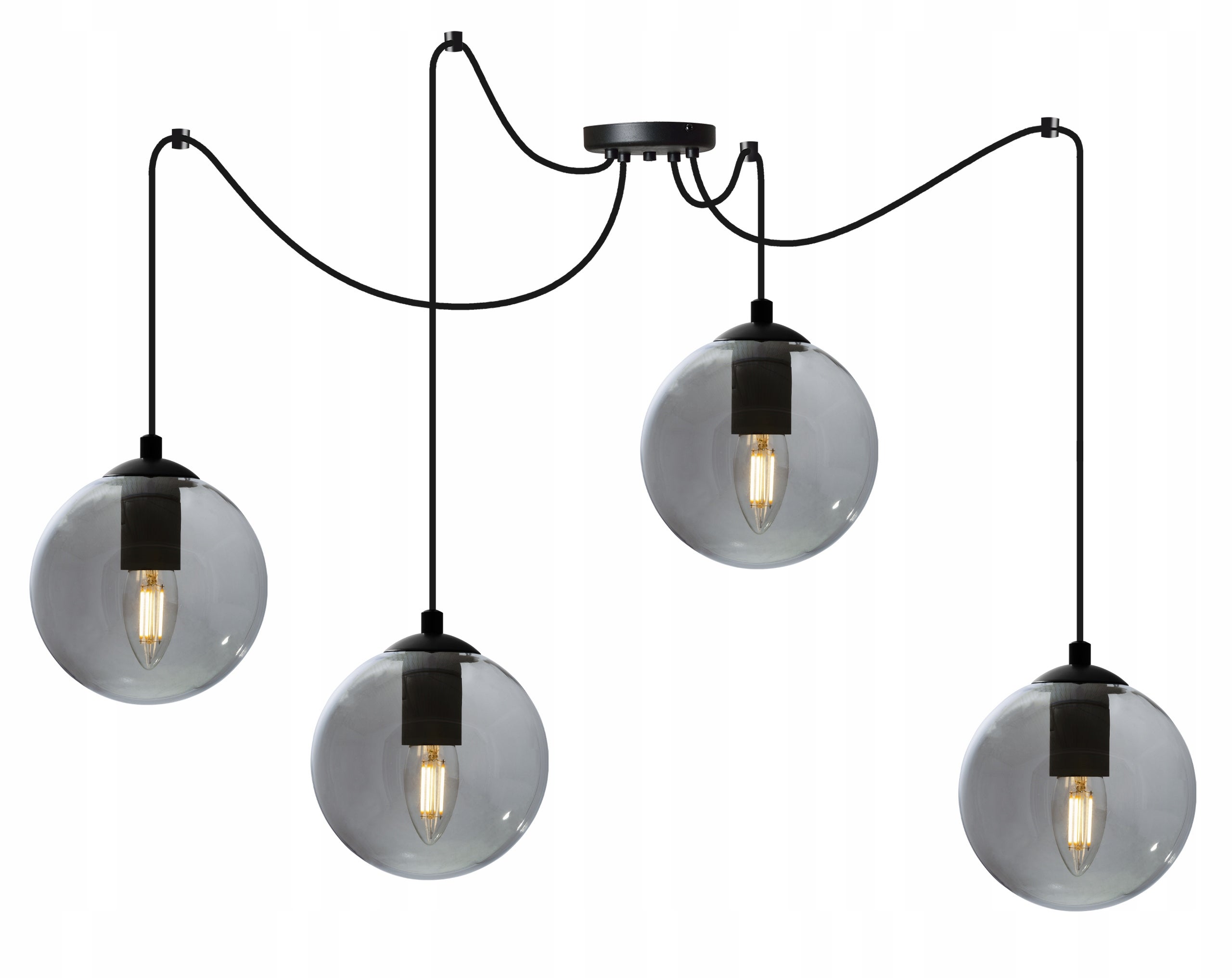 Lampa sufitowa wisząca Light Home LH Spider Paris 4x E27 abażur kula grafitowy boho