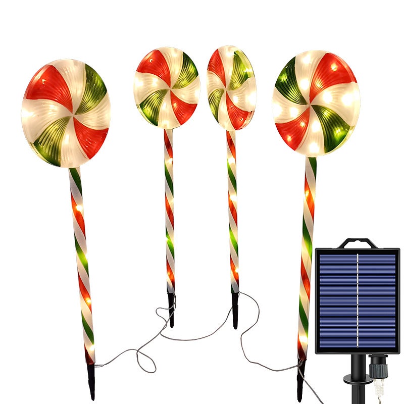 Zestaw solarnych lampek choinkowych w kształcie lizaków z trybami oświetlenia solarne lampki w kształcie lasek cukrowych czerwone białe i zielone
