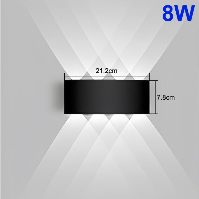 Kinkiet wewnętrzny LED 8W, aluminium w kolorze czarnym - oświetlenie w górę i w dół, nadaje się do salonów, sypialni i korytarzy - światło białe.