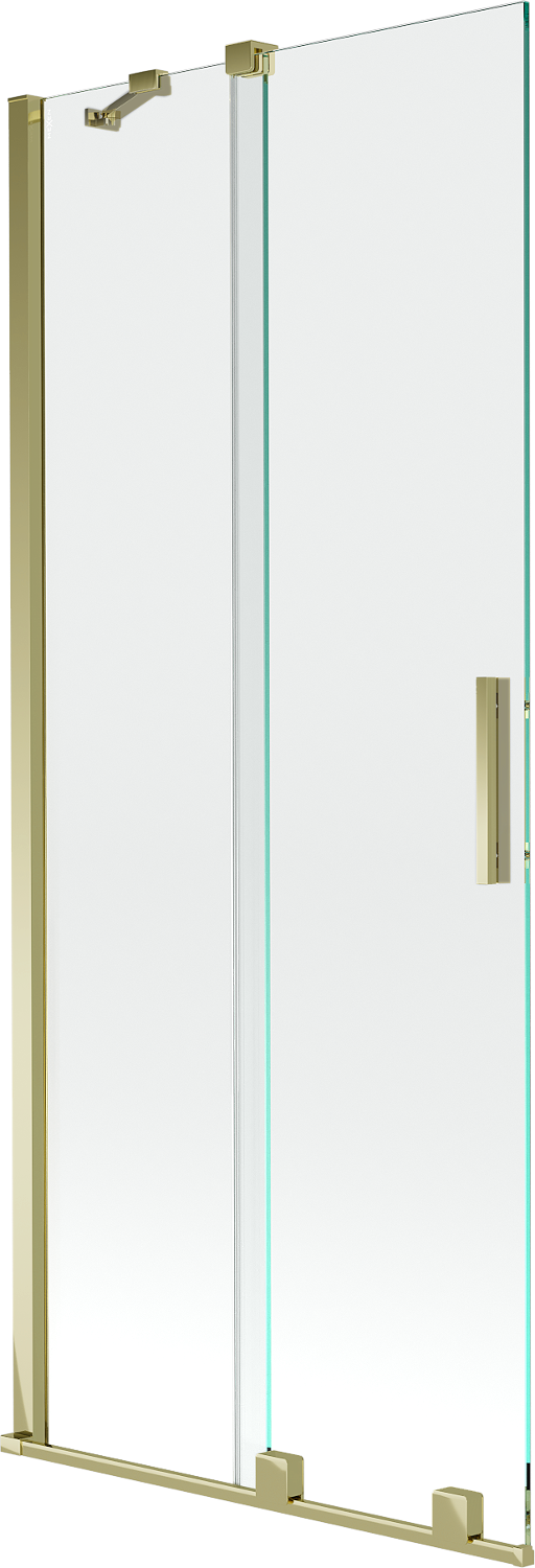 Mexen Velar parawan nawannowy 2-skrzydłowy rozsuwany 85 x 150 cm, transparent, złoty szczotkowany - 896-085-000-01-55