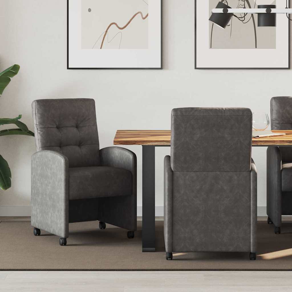 Krzesełka jadalne na kółkach 2 pcs Czarny 58 x 67 x 97 cm vidaXL