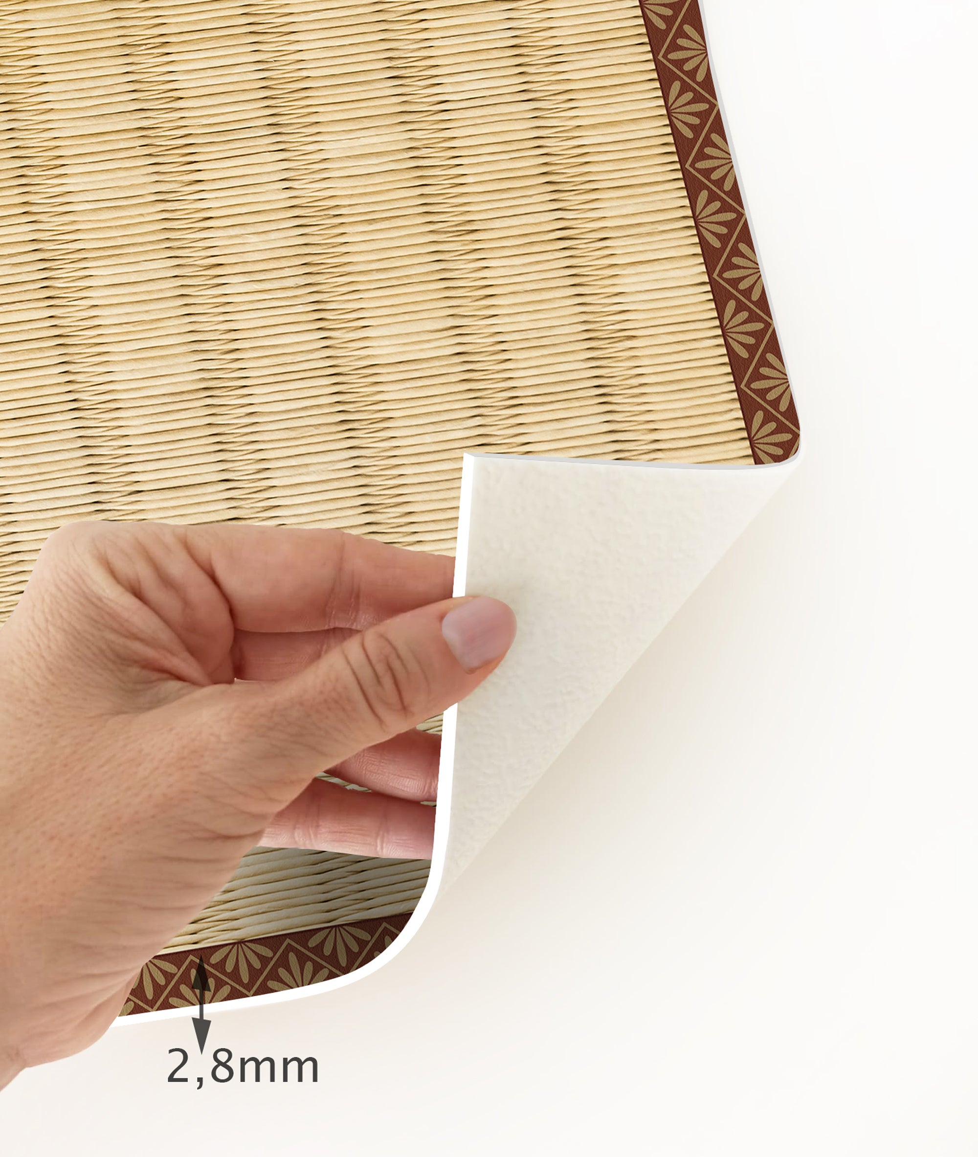 Japońska mata winylowa Tatami 66x150 cm - PVC antypoślizgowa, gładka mata winylowa do kuchni lub salonu, zmywalna