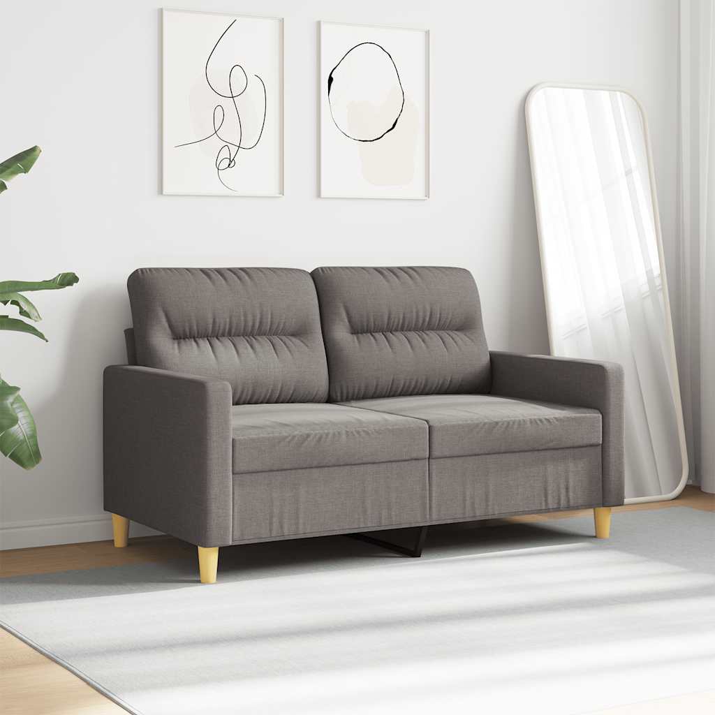 Sofa 2-osobowa, kolor taupe, 120 cm, tapicerowana tkaniną