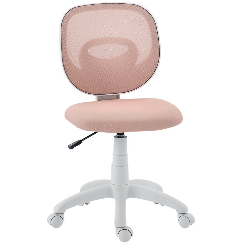 Ergonomiczne krzesło biurowe obrotowe 59,5 x 53 x 89 cm, z obrotem 360°, w kolorze różowym, tworzywo sztuczne