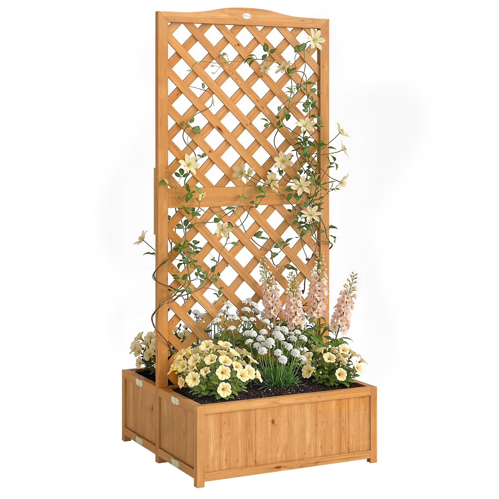 Drewniany kratka Donica do Pnący Rośliny z 2 składany Pudełka Slatted Podstawa 73 x 70x170 cm naturalny