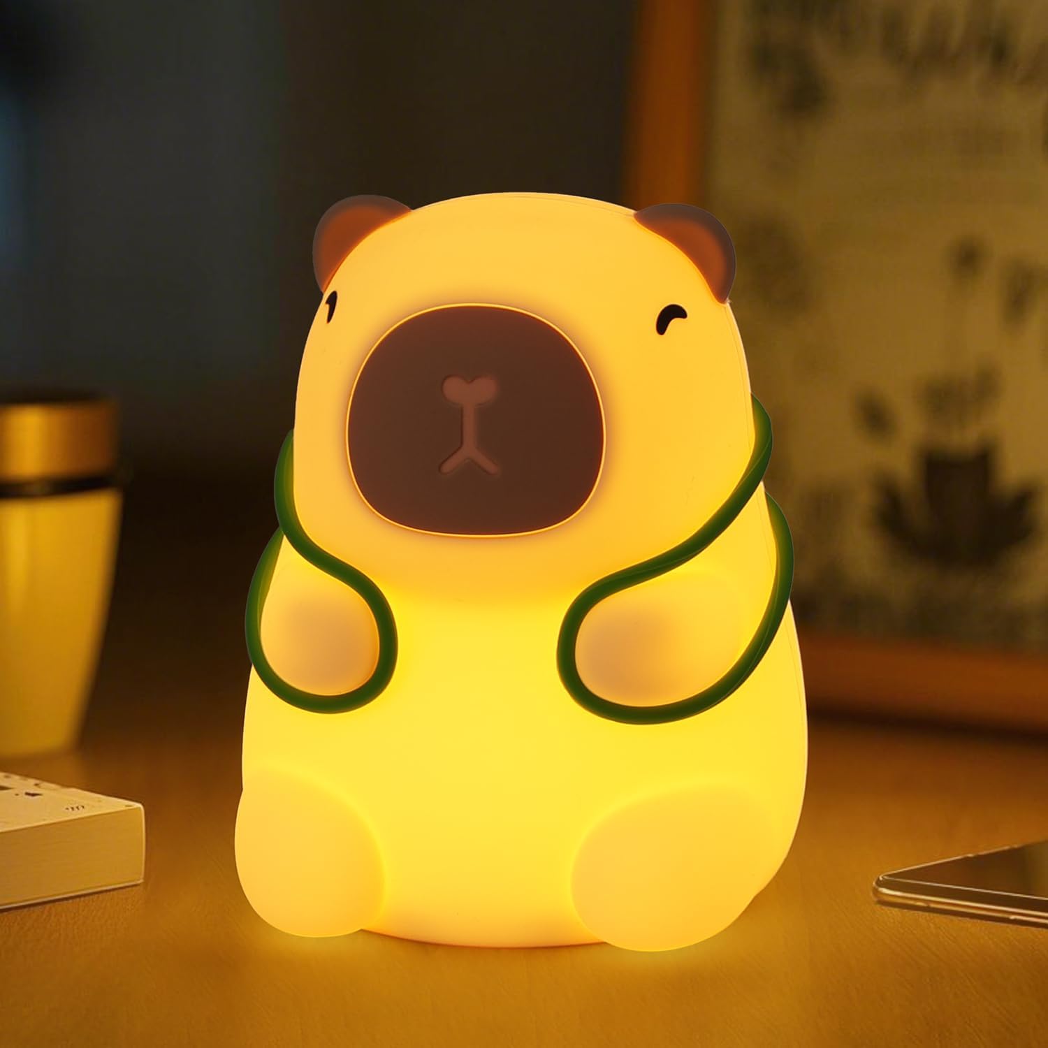 Lampka nocna dla dzieci, lampka nocna dla niemowląt Capybara, silikonowa lampka LED ze ściemniaczem i timerem, ciepłe białe światło RGB, ładowalna