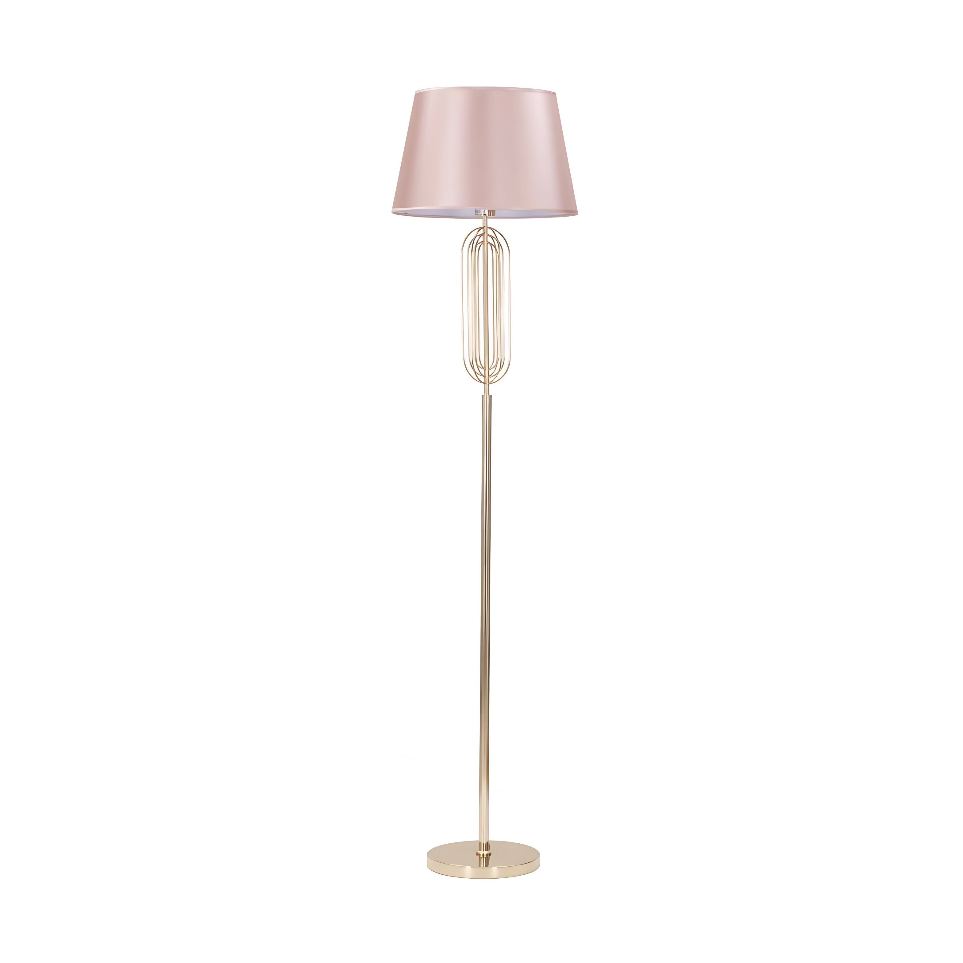Lampa podłogowa Ovy - Lampa podłogowa E27 ze złotego metalu i różowego materiału, abażur Ø 40x168,5 cm - Glam Style