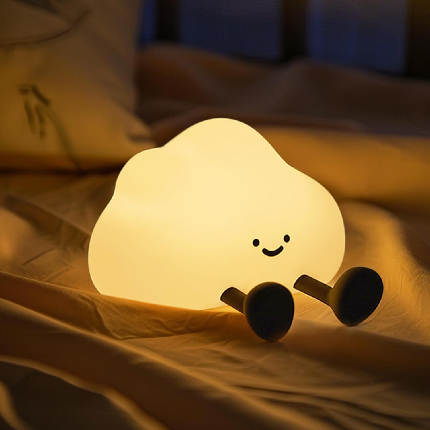 Lampka nocna kształcie chmurki wykonana silikonu dotykowa lampka LED regulacją jasności lampka nocna ładowana przez USB delikatna pokoju dziecięcego