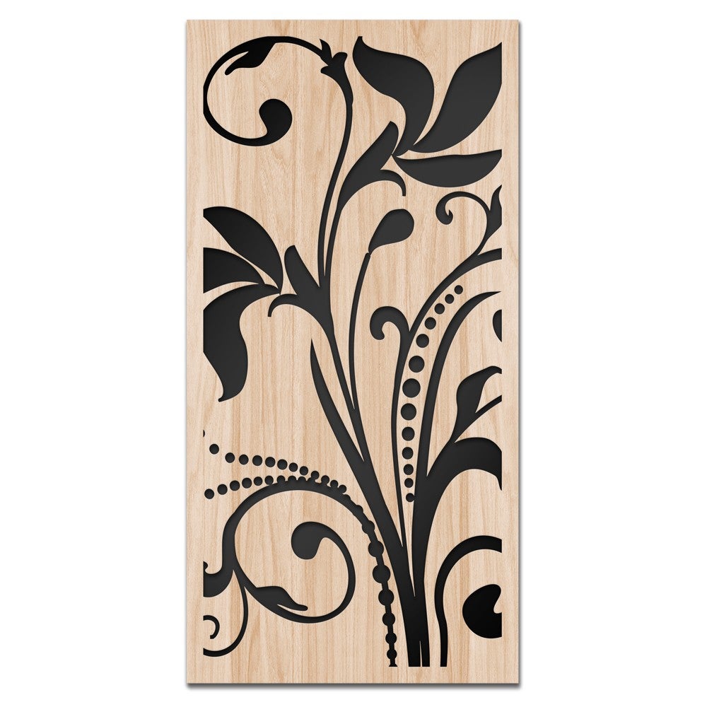 PLANTAE - Obrazek z drewna kompozytowego i PVC wycinany laserowo, 50x100 cm