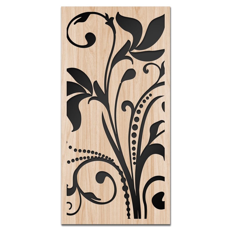 PLANTAE - Obrazek z drewna kompozytowego i PVC wycinany laserowo, 50x100 cm