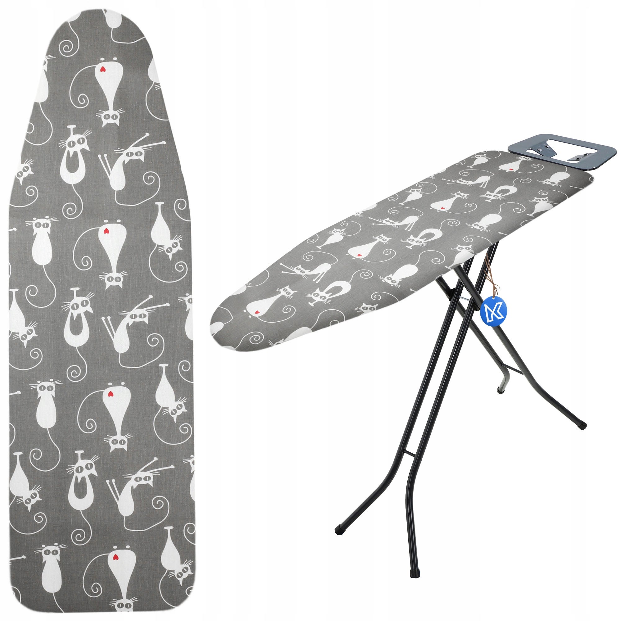 POKROWIEC NA DESKĘ DO PRASOWANIA 148x52 cm PODKŁAD DESKI NACIĄGANY KOTY