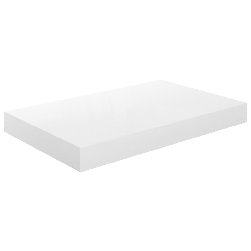 Półka ścienna wisząca z MDF biały połysk 40x23x3,8 cm