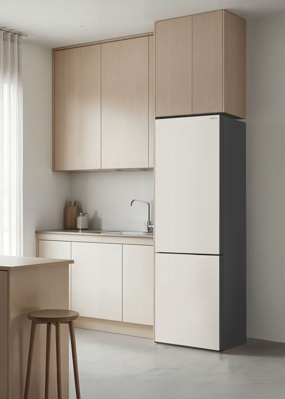 CREATE - FRIDGE STUDIO COMBI 231 - Chłodziarko-zamrażarka kombi 231 l No Frost - Blanc cassé