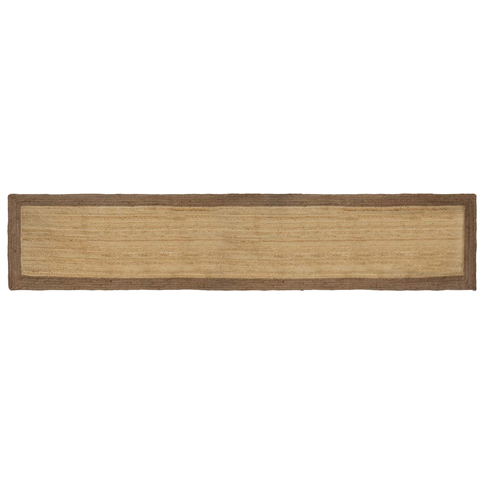 Dywan Jutowy 80x400 cm Szaro-Naturalny do Salonu Ręcznie Tkany