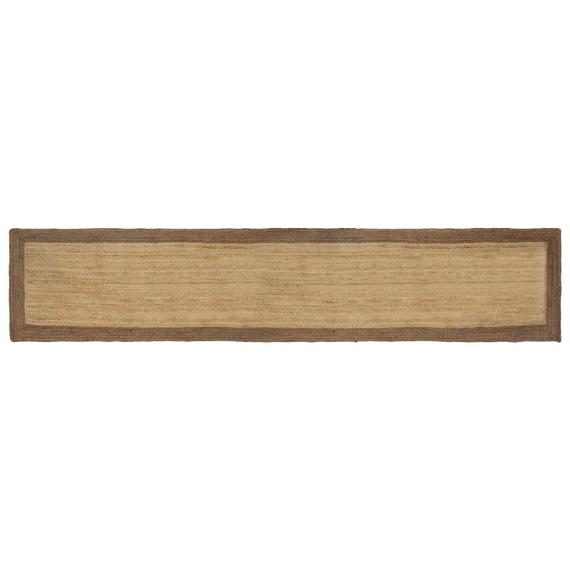 Dywan Jutowy 80x400 cm Szaro-Naturalny do Salonu Ręcznie Tkany
