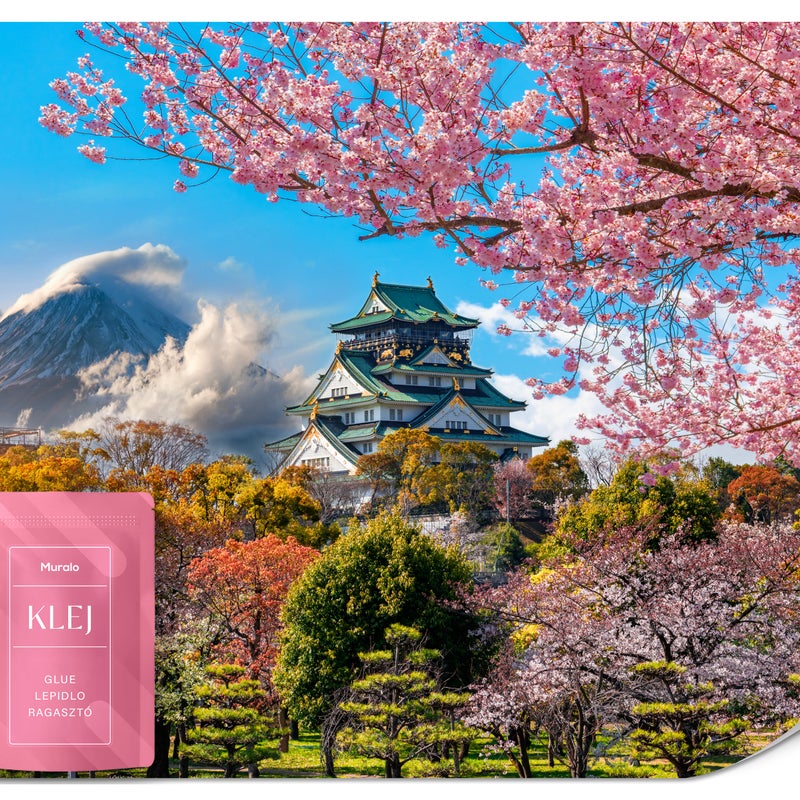 FOTOTAPETA ŚCIENNA JAPONIA PEJZAŻ GÓRA FUDŻI DRZEWA KWITNĄCEJ WIŚNI 400x280