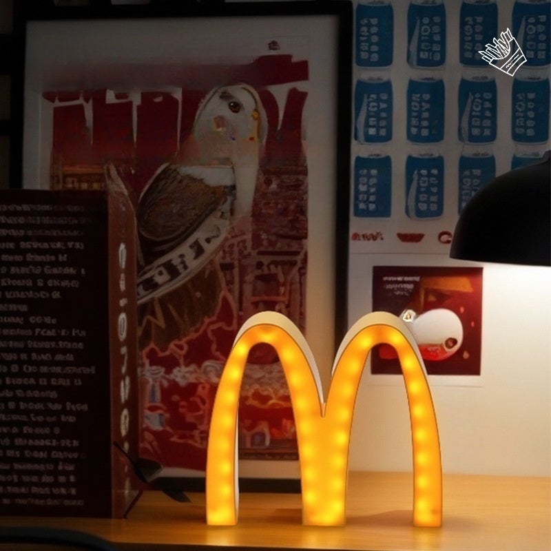 Lampka nocna McDonald's w kształcie litery M, kreatywny magnes na lodówkę McDonald's w kształcie litery W, lampa nastrojowa ładowana przez USB