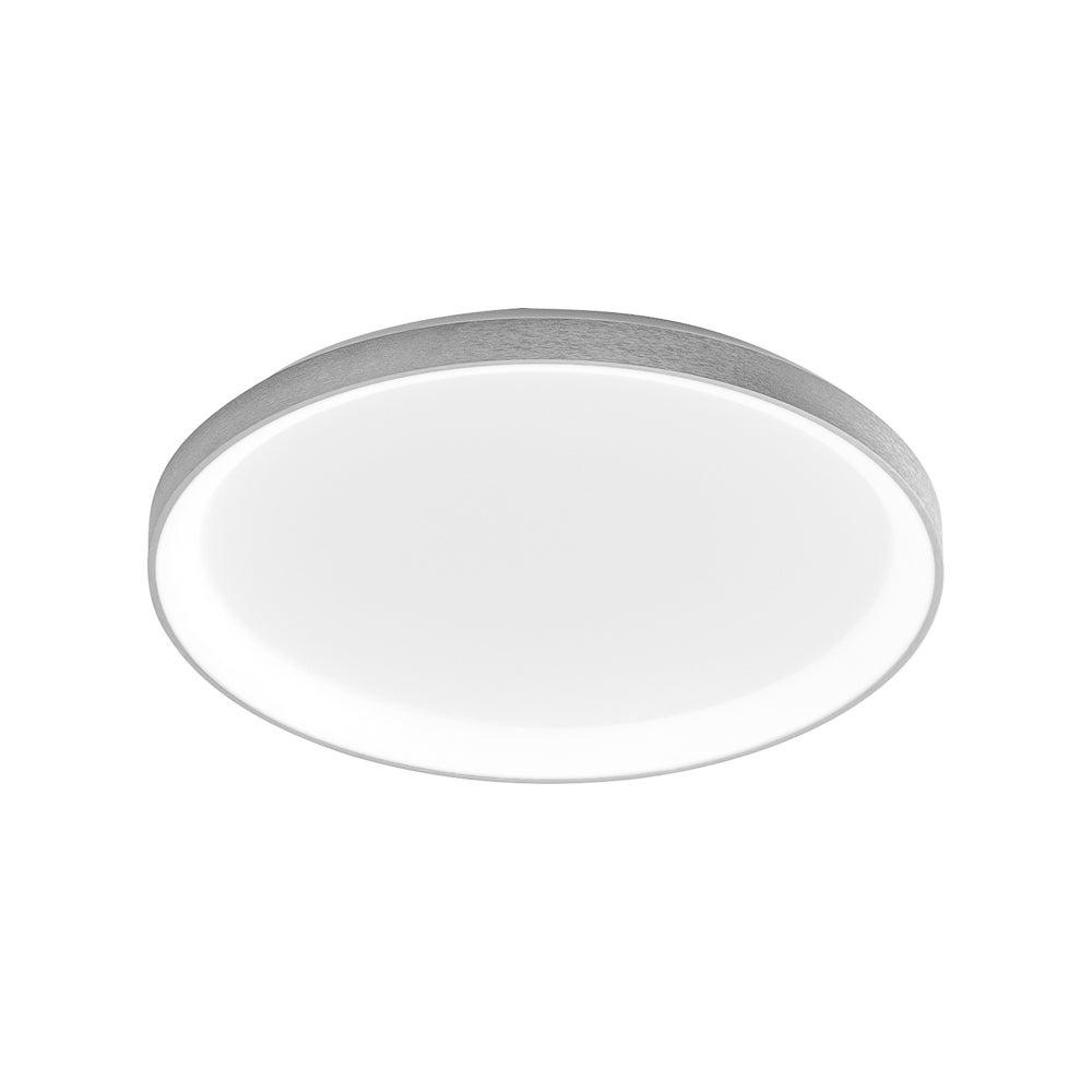 Krizia nowoczesna lampa sufitowa LED 50 W ściemnialna, 4100 lm, ciepłe światło 3000 K, satynowe białe aluminium, opalowy dyfuzor, Ø45 cm