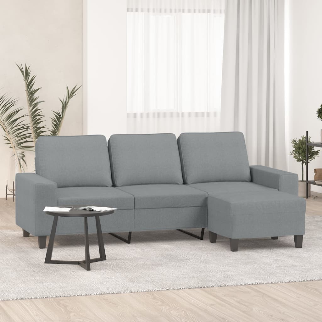 3-osobowa sofa z podnóżkiem, jasnoszara, 180 cm, tkaniną vidaXL