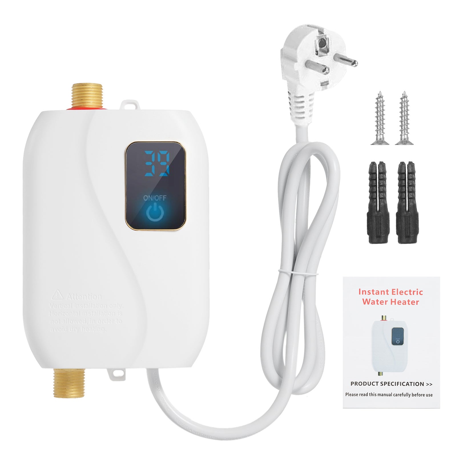 Podgrzewacz wody przepływowy 220V 3,5 kW, mini elektryczny podgrzewacz wody, podgrzewacz wody łazienkowy z wyświetlaczem LCD