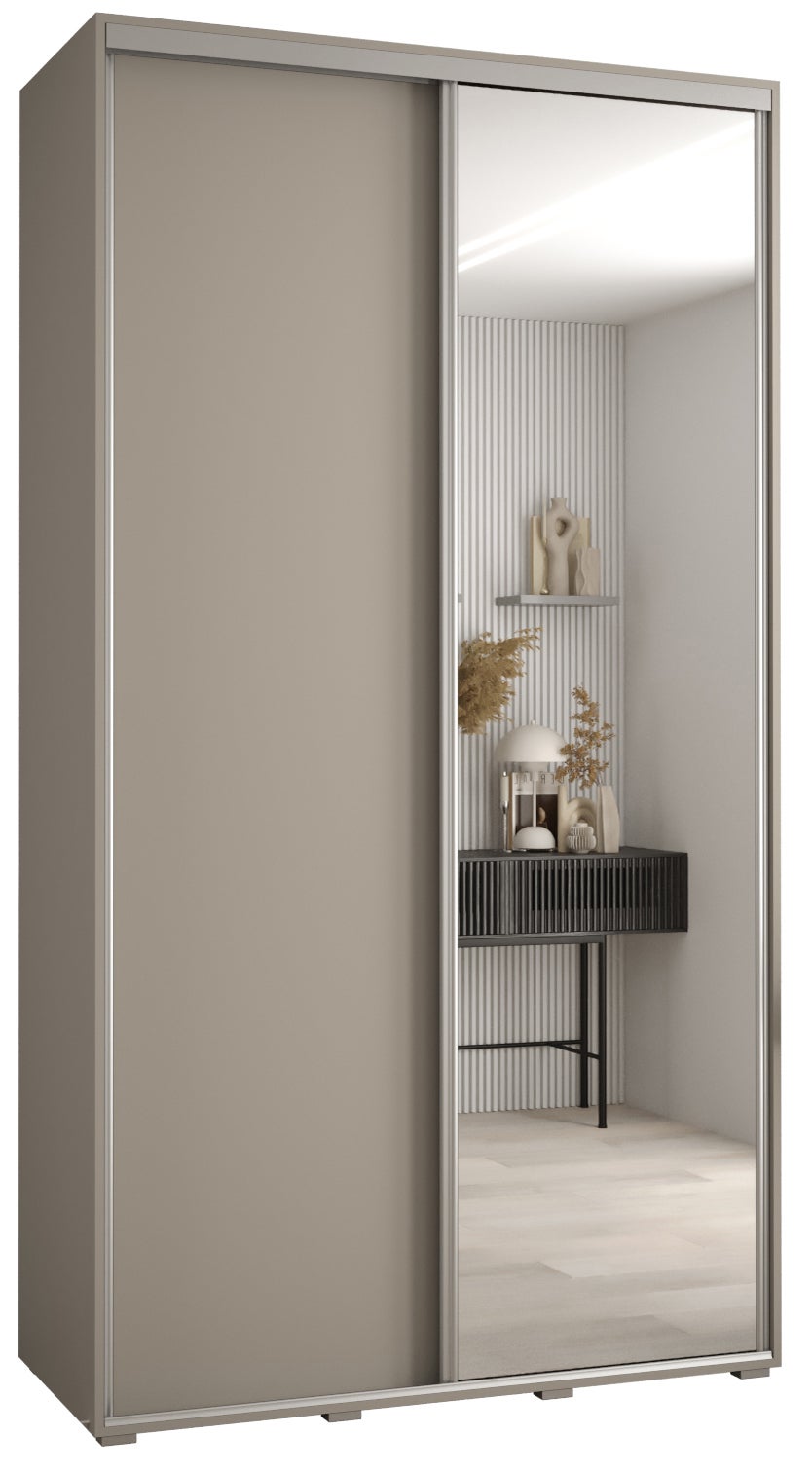Szafa przesuwna z lustrem wysoka Dakota 3 140 x 45 x 235,2 cm kaszmir + u. Srebrny - Abiks Meble