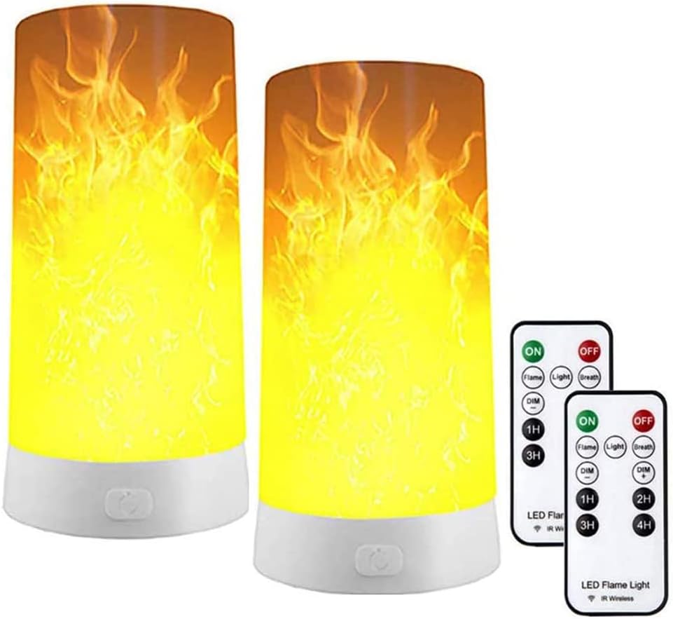 Dwa ładowane przez USB lampki LED z efektem płomienia i pilotem, idealne na Święto Dziękczynienia i Boże Narodzenie