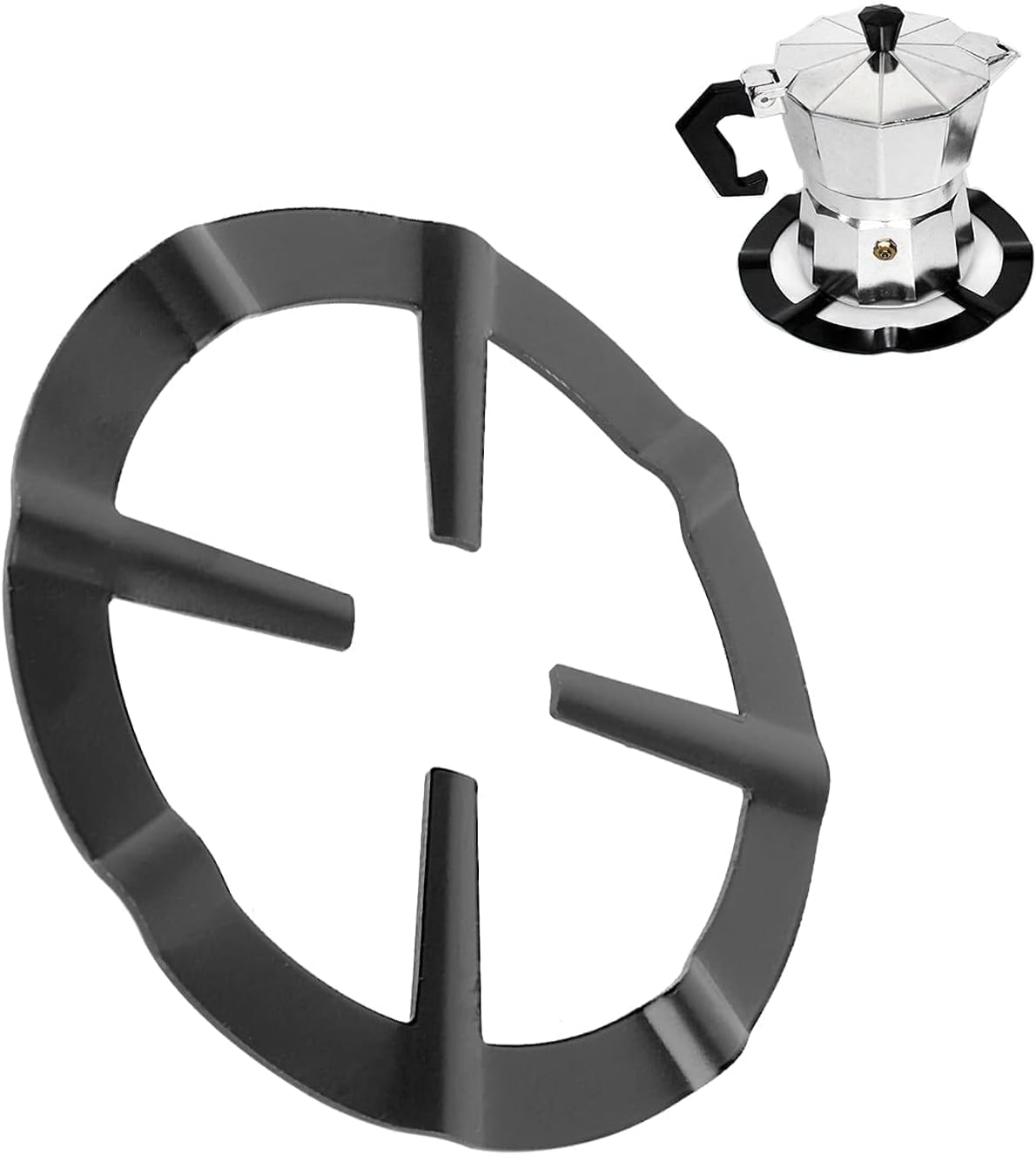 Czarny, 13,3 cm wspornik do kawiarki, okrągły metalowy uchwyt do kawiarki na kuchenkę gazową, pierścień redukcyjny do gazu, pierścień redukcyjny do ek