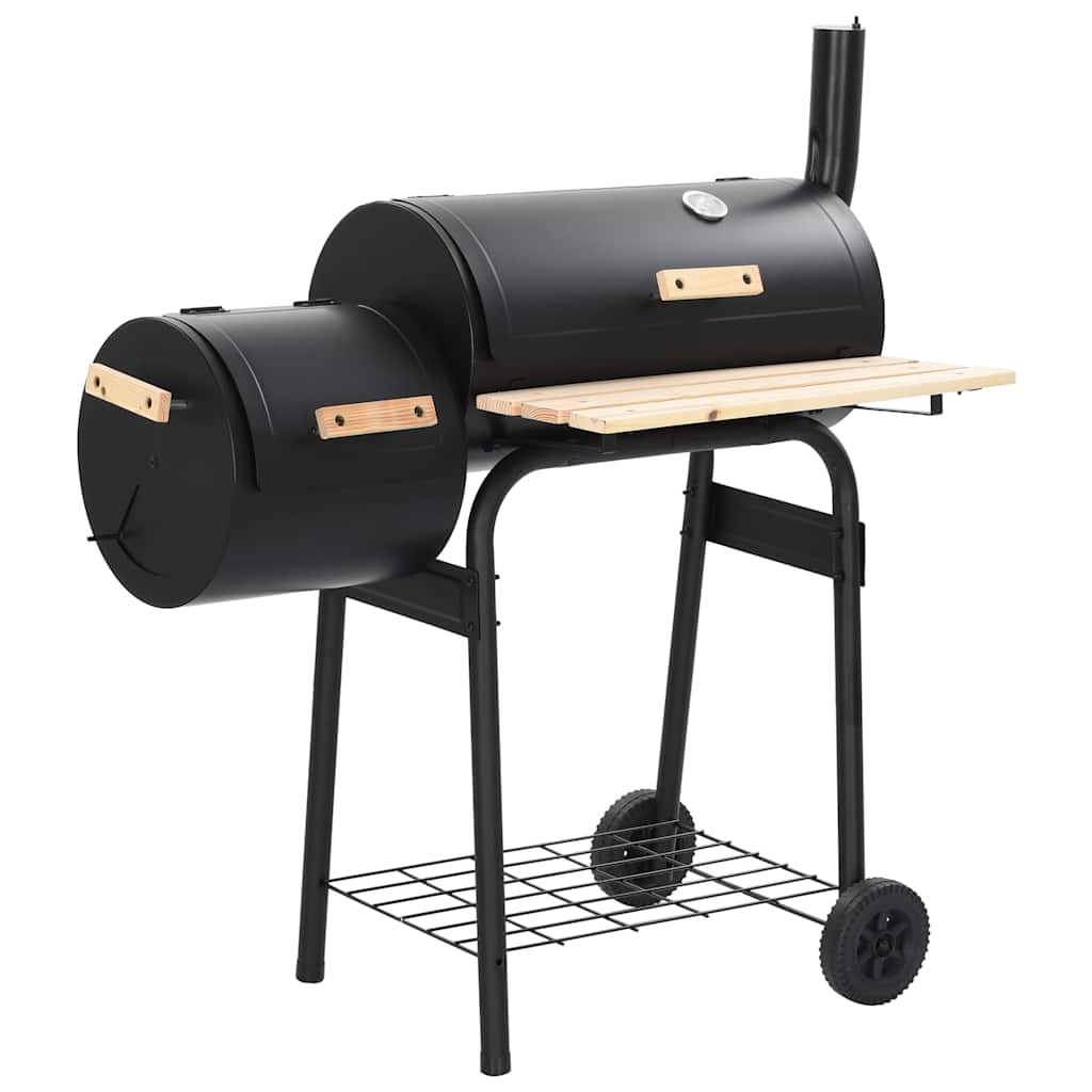 Grill Węglowy z Wędzarnią Stalowy Czarny