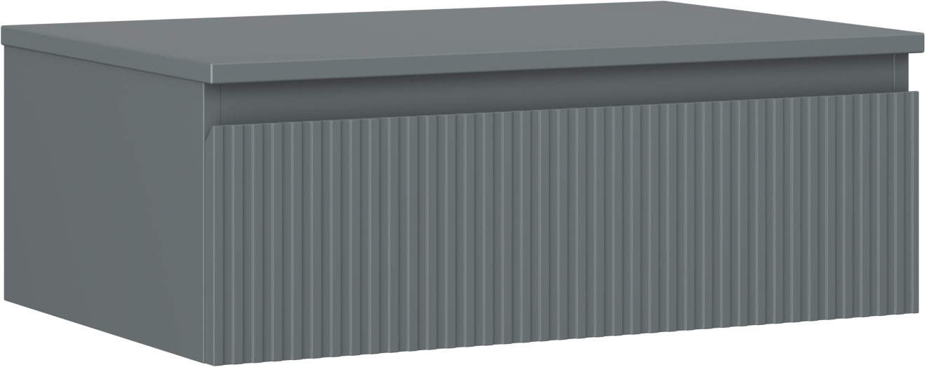 Mexen Rivel szafka łazienkowa podumywalkowa 70 cm z blatem, 1 szuflada, ryflowana , grafit mat - 91A20-07023-1-BFC66