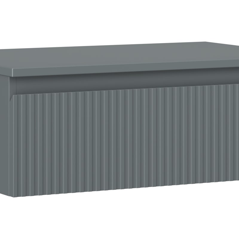 Mexen Rivel szafka łazienkowa podumywalkowa 70 cm z blatem, 1 szuflada, ryflowana , grafit mat - 91A20-07023-1-BFC66