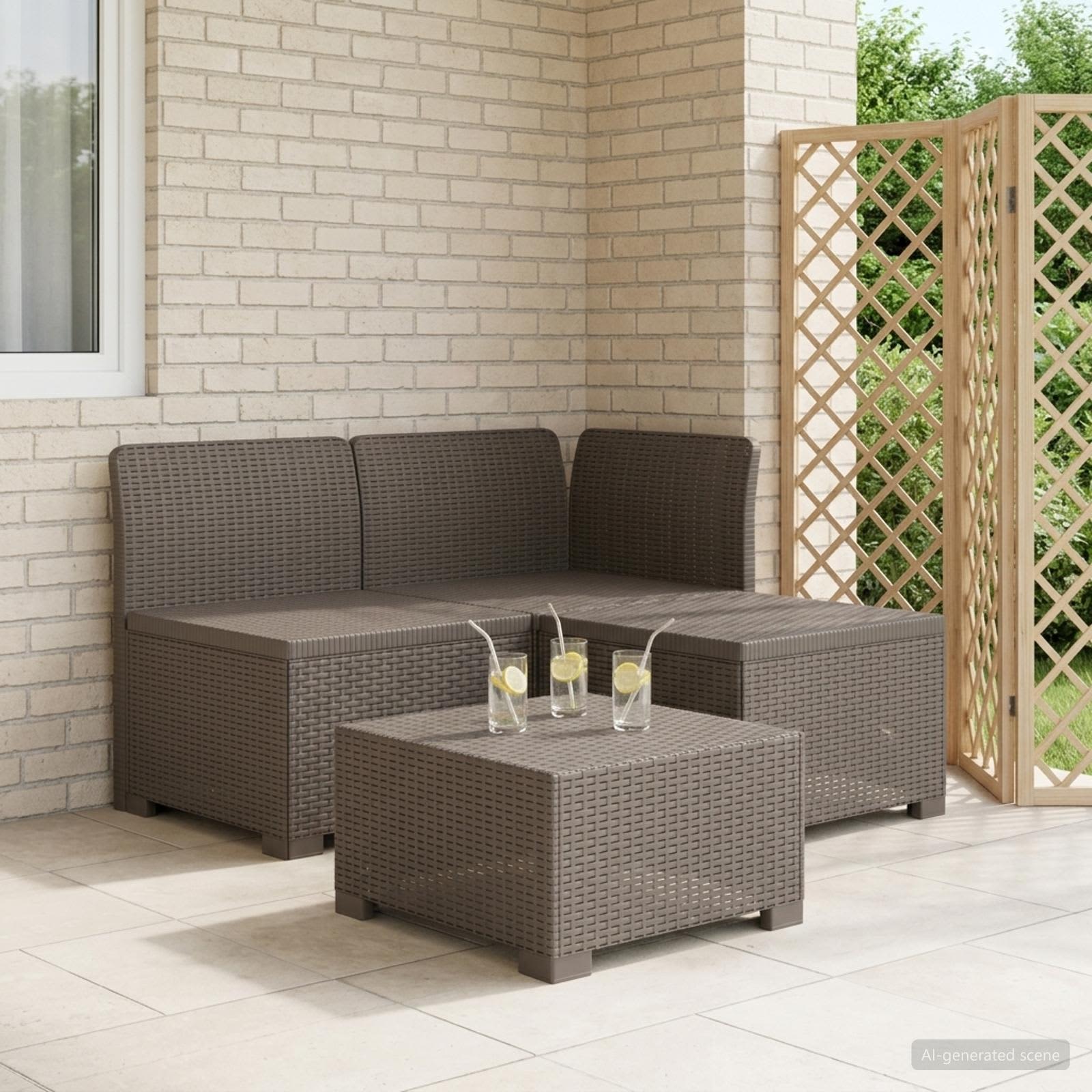 Sofa Ogrodowa 3-osobowa Rattanowa PP jasnoszary vidaXL