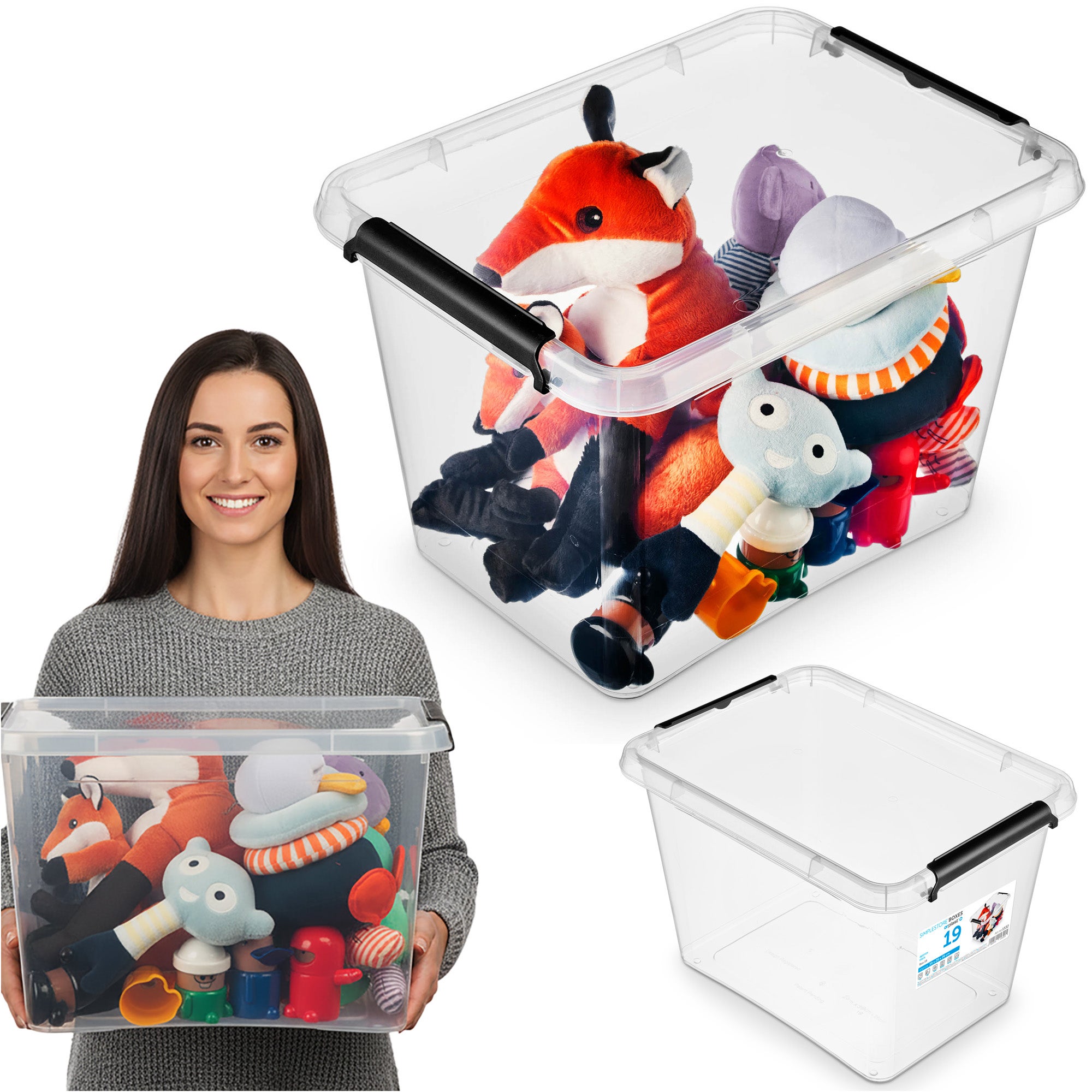 Pojemnik Plastikowy Pudełko Plastikowe Zamykany Z Pokrywką Pudło Box Do Przechowywania Na Akcesoria Ubrania Zabawki 19 L